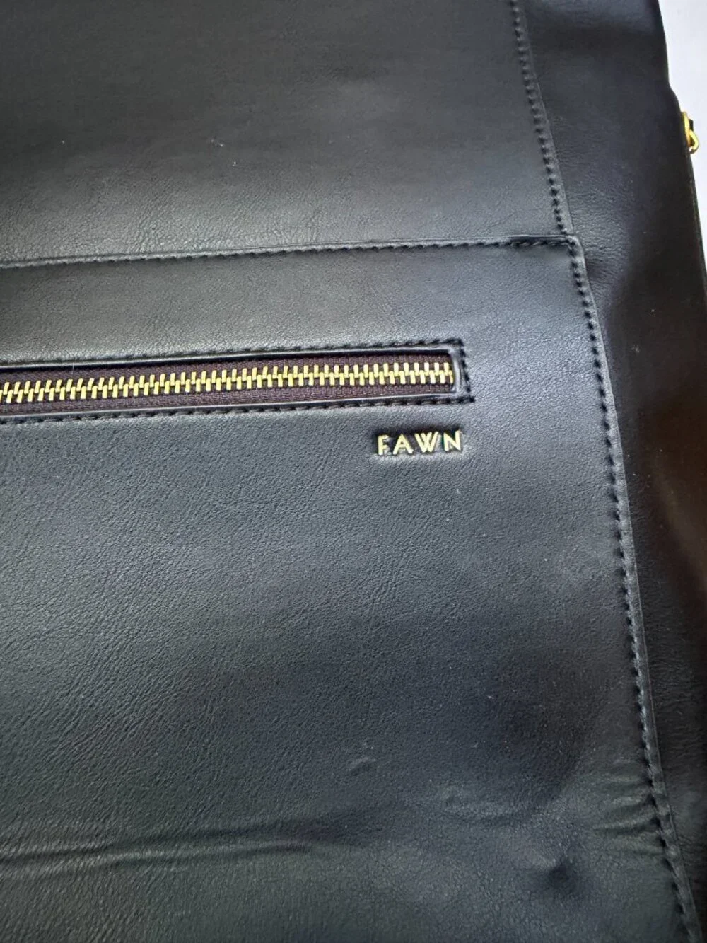 Fawn Design Square Black Faux Leather Diaper Bag
